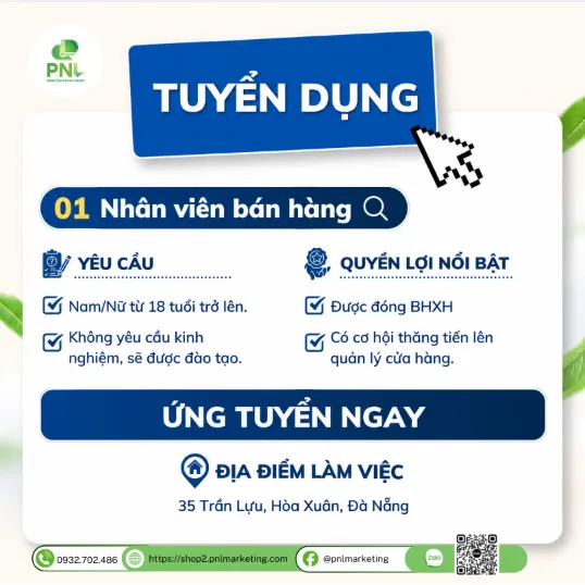 Tuyển Nhân Viên Bán Hàng Tại PNLshop