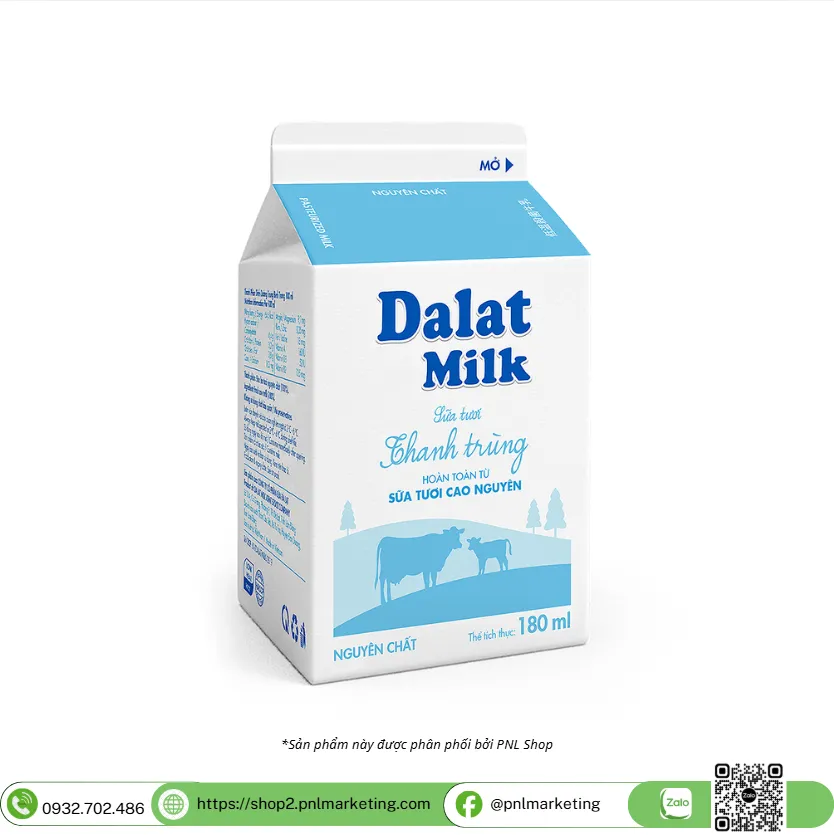Sữa tươi thanh trùng nguyên chất 180ml