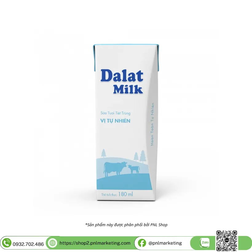 SỮA TƯƠI TIỆT TRÙNG VỊ TỰ NHIÊN DALATMILK 180ML