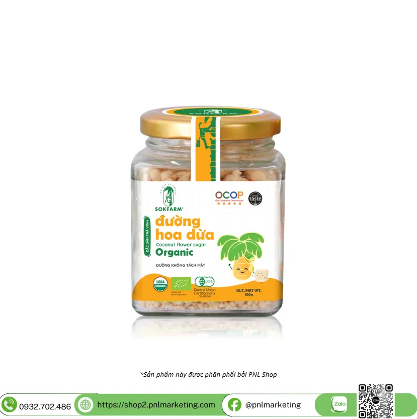 Đường hoa dừa Organic Sokfarm 160g- Cho bé