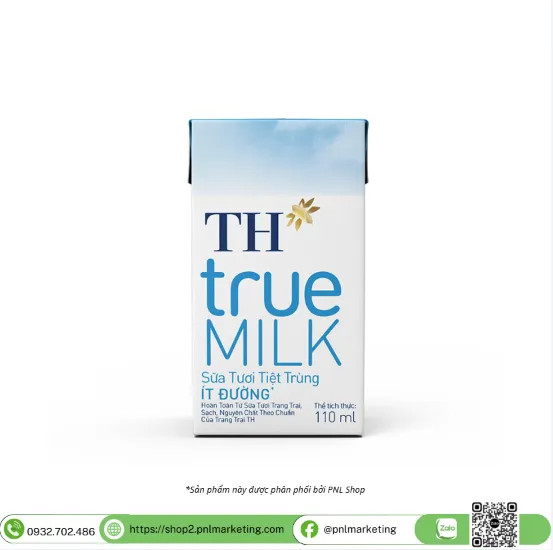 SỮA TƯƠI TIỆT TRÙNG ÍT ĐƯỜNG TH TRUE MILK 110ML