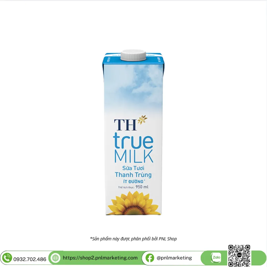 SỮA TƯƠI THANH TRÙNG ÍT ĐƯỜNG TH 950ML
