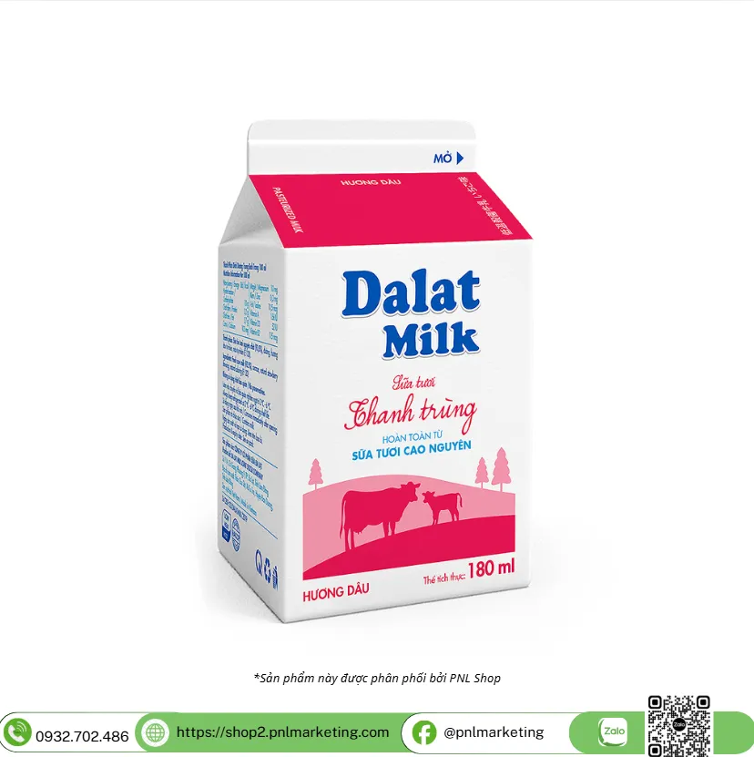 Sữa tươi thanh trùng hương dâu 180ml