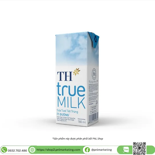 SỮA TƯƠI TIỆT TRÙNG ÍT ĐƯỜNG TH TRUE MILK 180ML