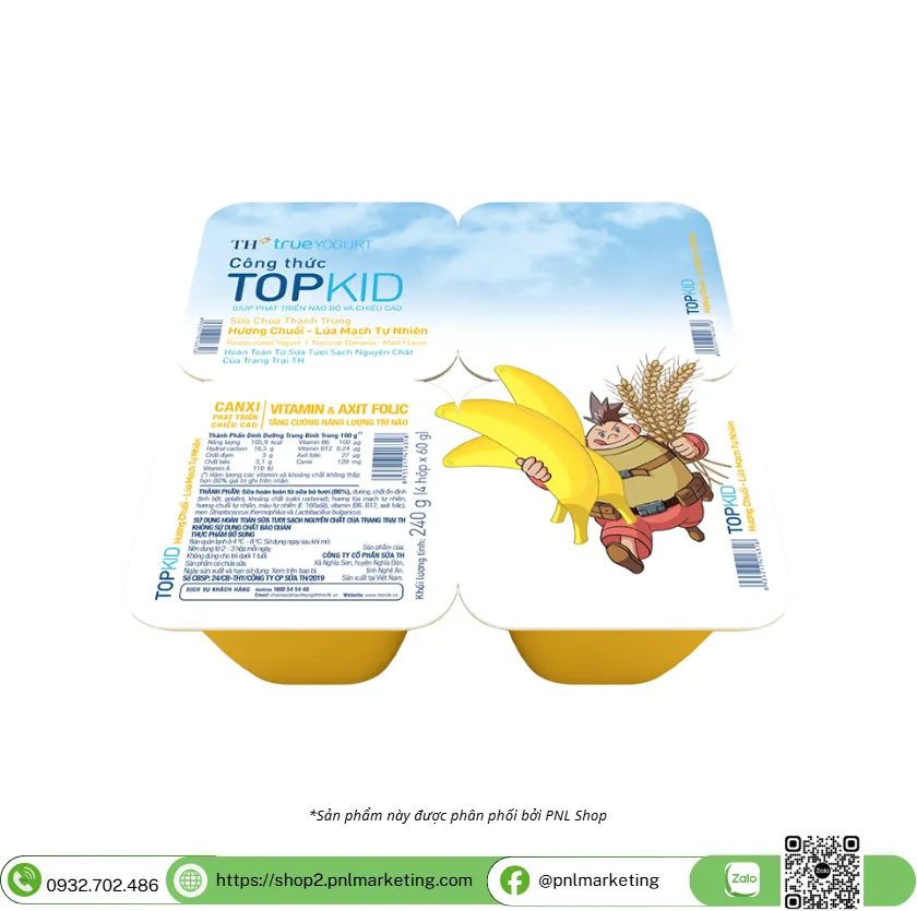 SỮA CHUA ĂN TOPKID CHUỐI-LÚA MẠCH 60G