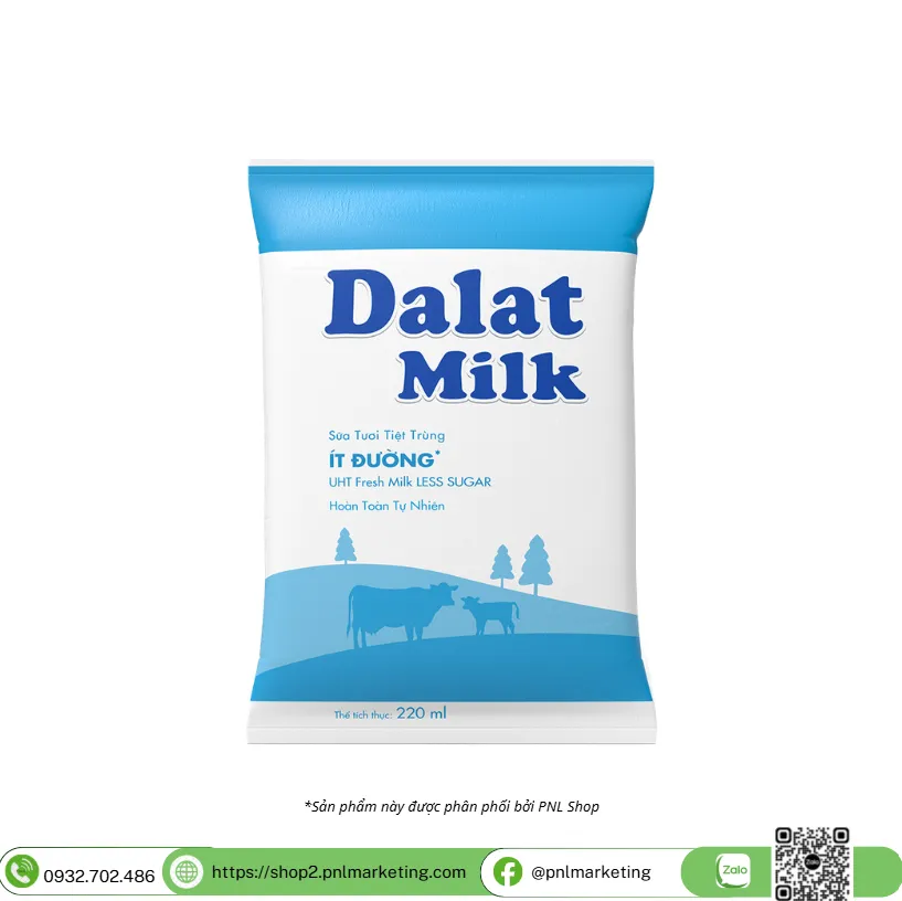 SỮA TƯƠI TIỆT TRÙNG ÍT ĐƯỜNG DALATMILK 220ML