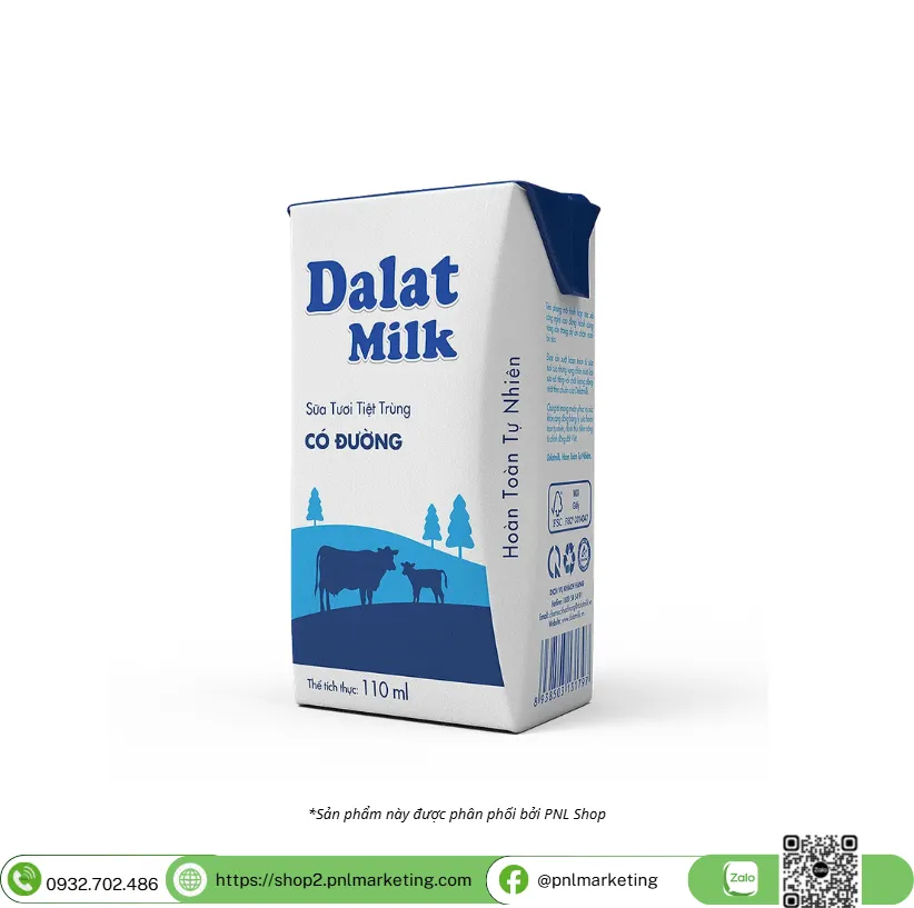 SỮA TƯƠI TIỆT TRÙNG CÓ ĐƯỜNG DALATMILK 110ML