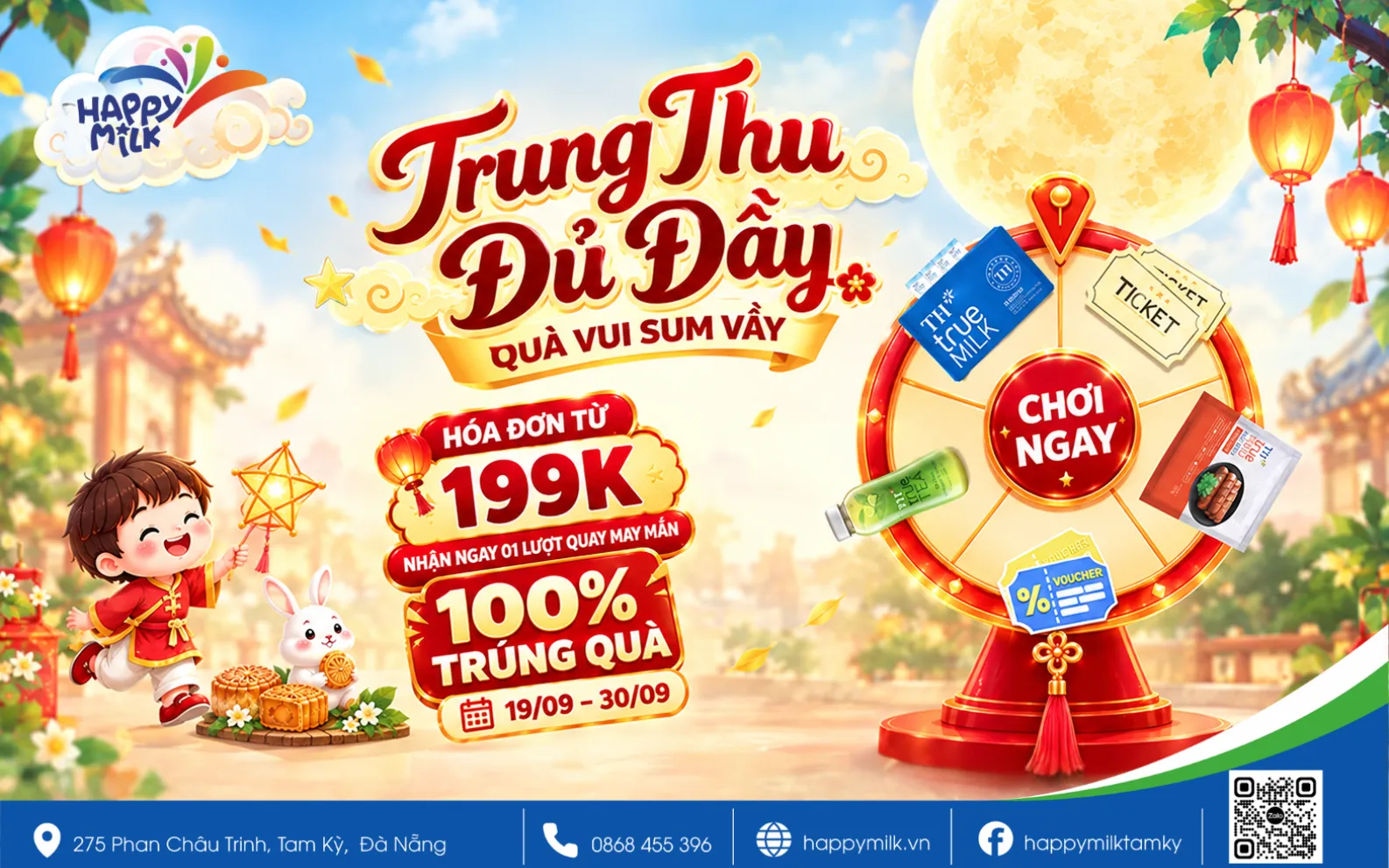 🎁 Trung Thu Đủ Đầy – Rinh Ngay Quà Vui Sum Vầy Cùng Vòng Quay May Mắn Happy Milk