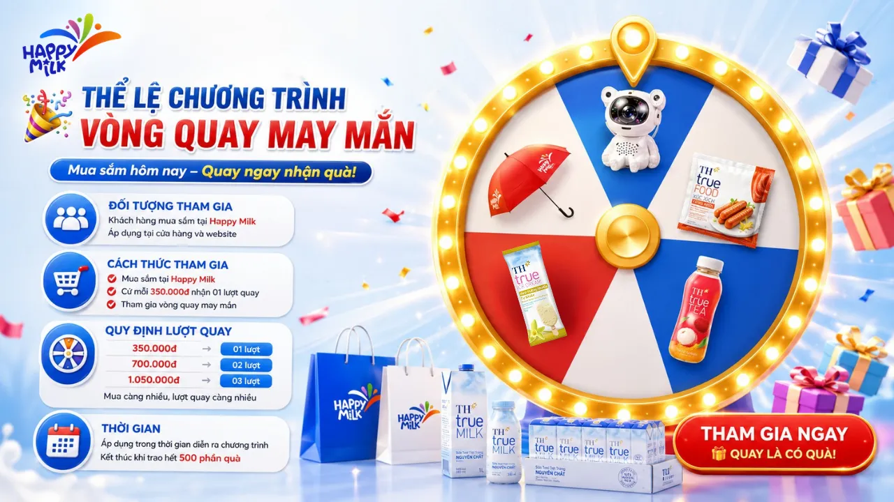 Thể Lệ Chương Trình Vòng Quay May Mắn Happy Milk