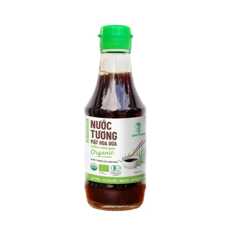 Nước tương mật hoa dừa Organic Sokfarm 200ml