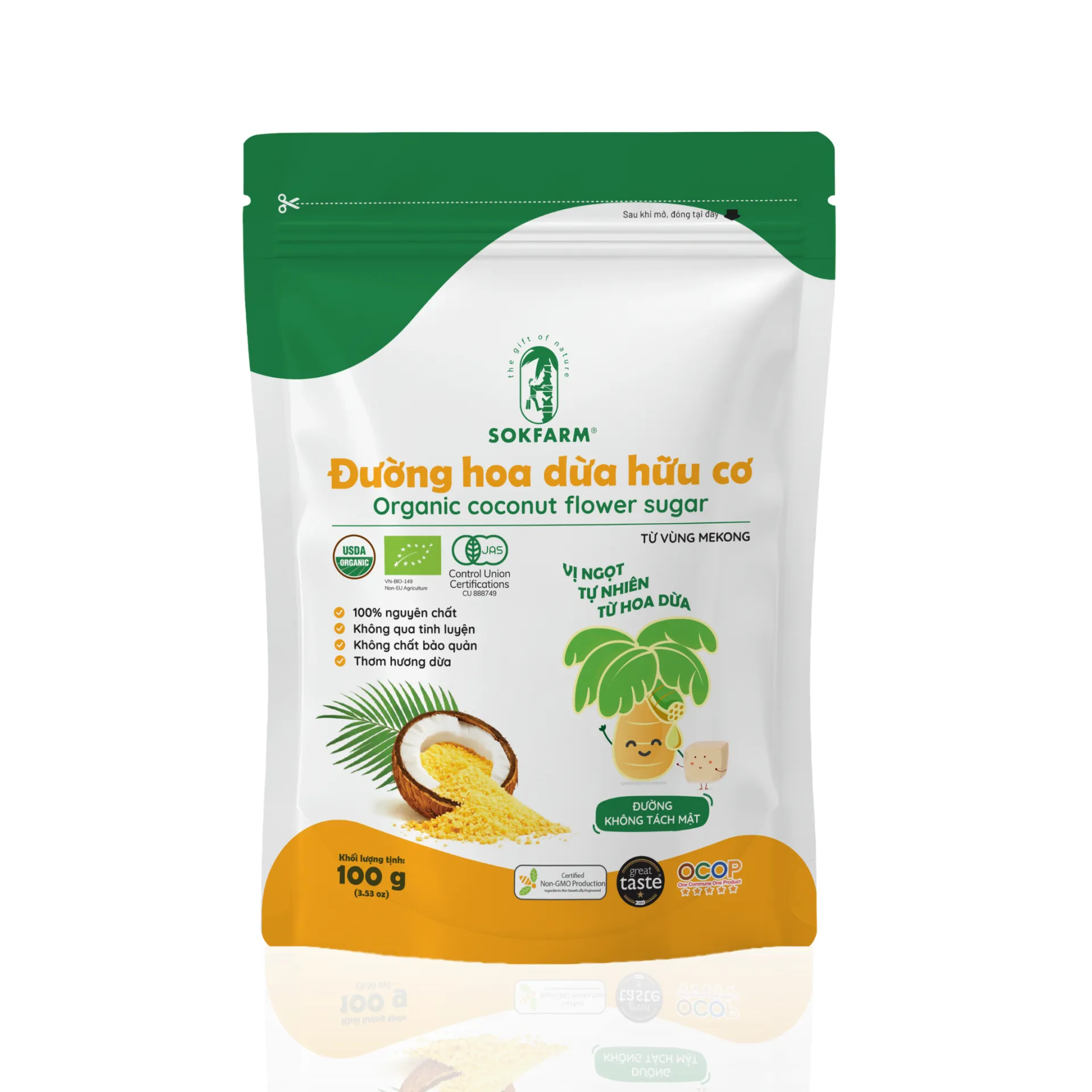 Đường hoa dừa hữu cơ Sokfarm 300g