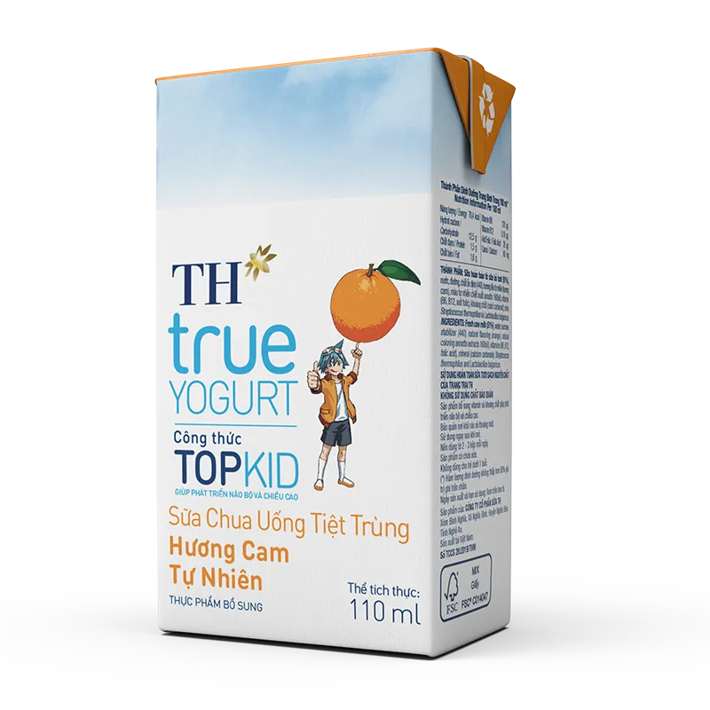 SỮA CHUA UỐNG TIỆT TRÙNG TOPKID CAM 110ML