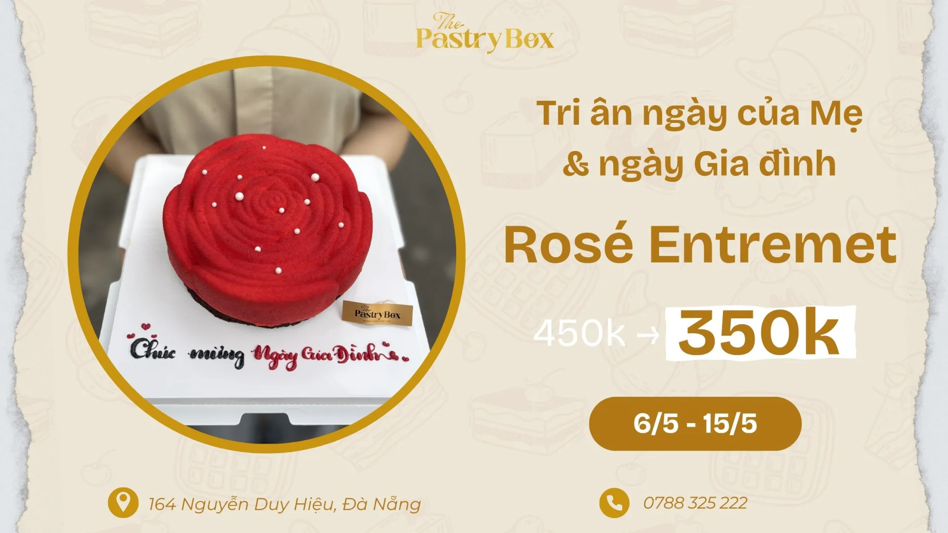 Bánh Hoa Hồng Rosé Entremet - Quà Tặng Ngày Của Mẹ và Gia Đình tại Đà Nẵng