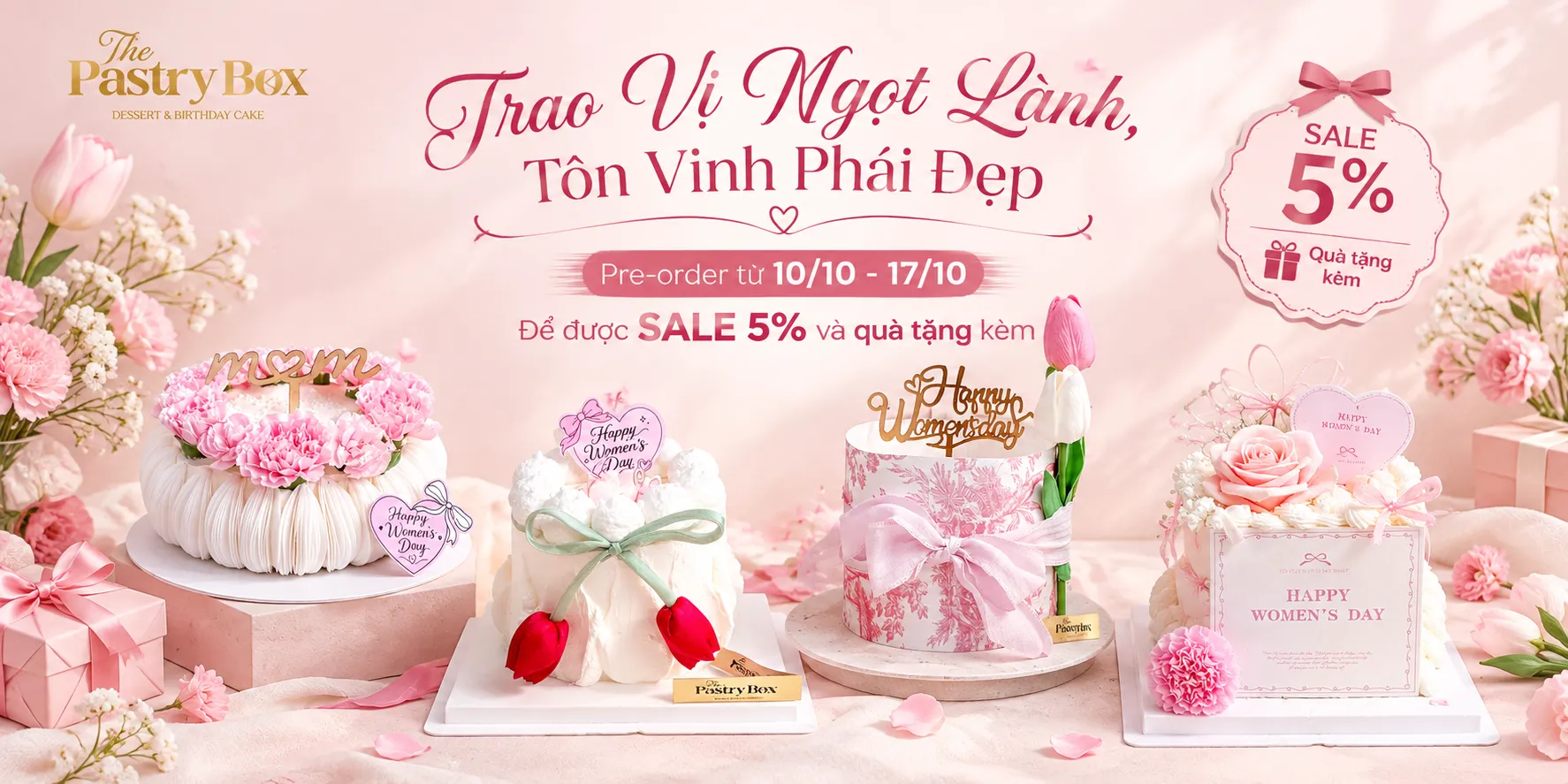 Bánh Kem 20/10 Đà Nẵng The Pastry Box | Pre-Order Ưu Đãi 5%
